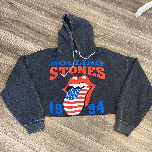 ROLLING STONES CROPPED HOODED SWEATSHIRT - Picture 2 of 4